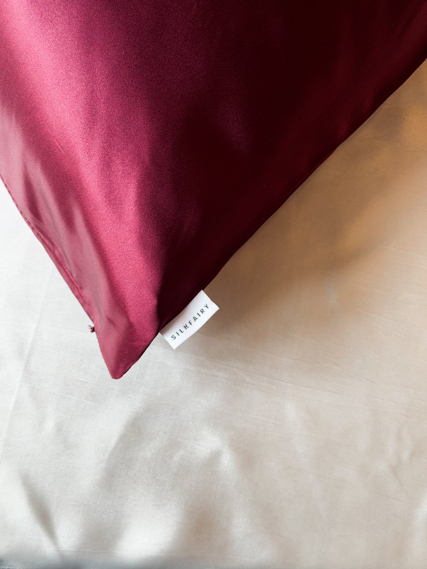 Burgundy Zippered Silk Pillowcase (New)