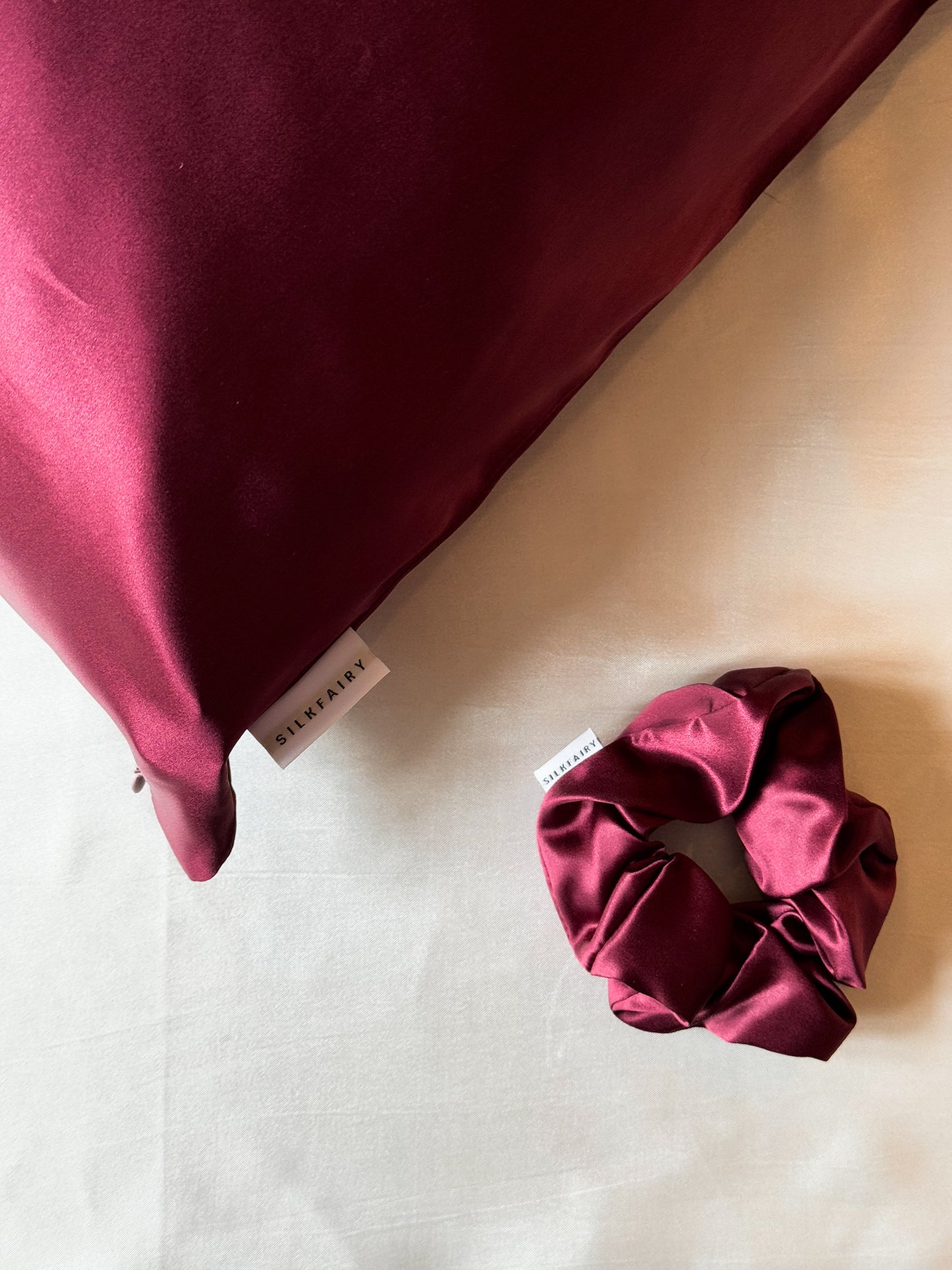 Burgundy Zippered Silk Pillowcase (New)