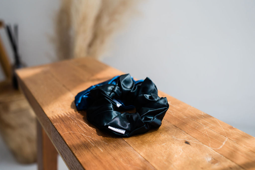 Prestige Black Silk Scrunchie